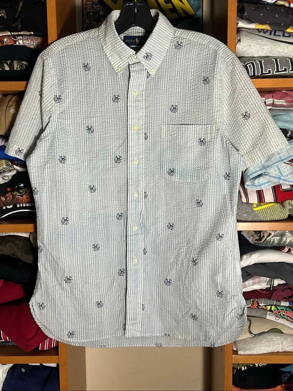 Polo Ralph Lauren Men’s Seersucker Nautical Dog Button Shirt Small